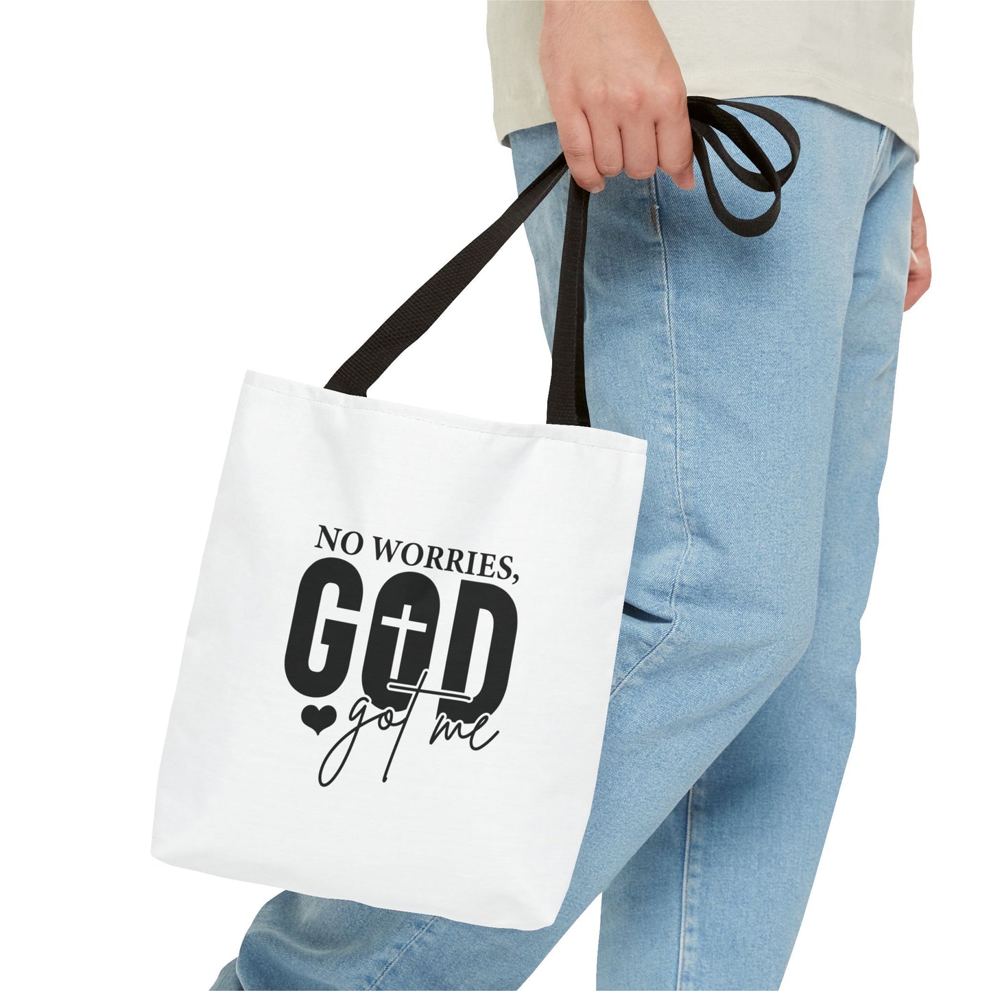 Inspirational Tote Bag - "No Worries, God Got Me"