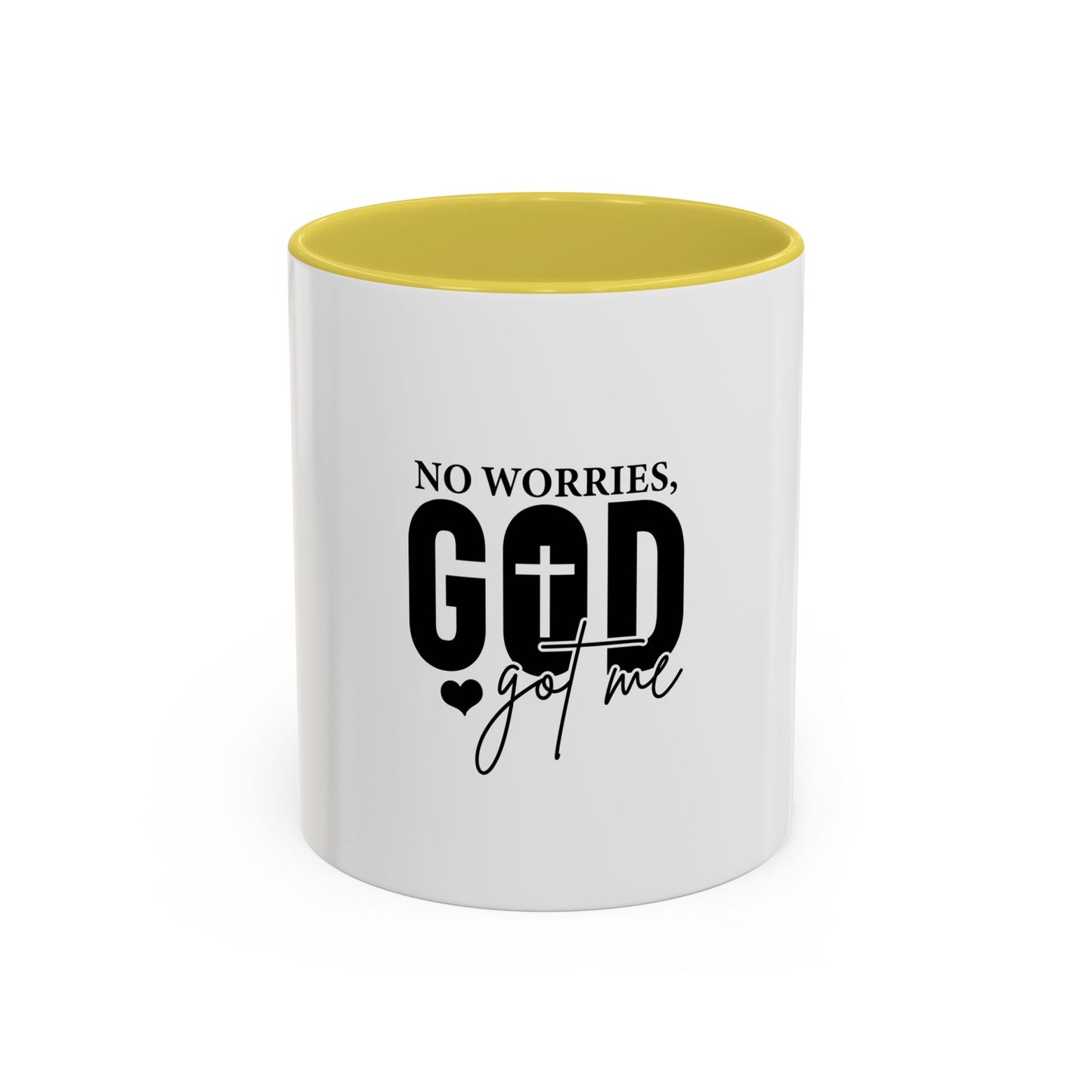 Inspirational Coffee Mug with 'No Worries God got me’
