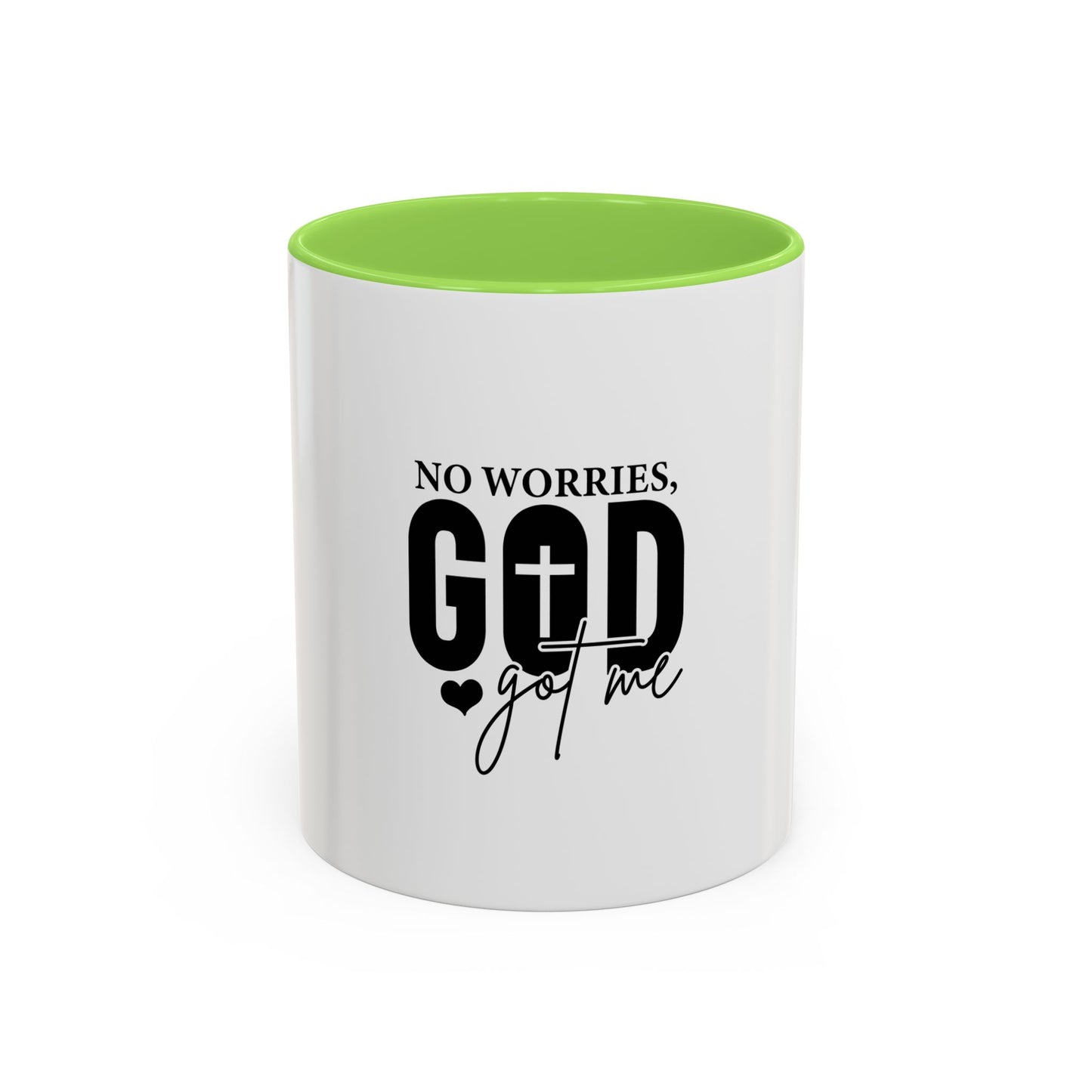 Inspirational Coffee Mug with 'No Worries God got me’