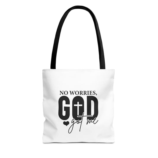 Inspirational Tote Bag - "No Worries, God Got Me"