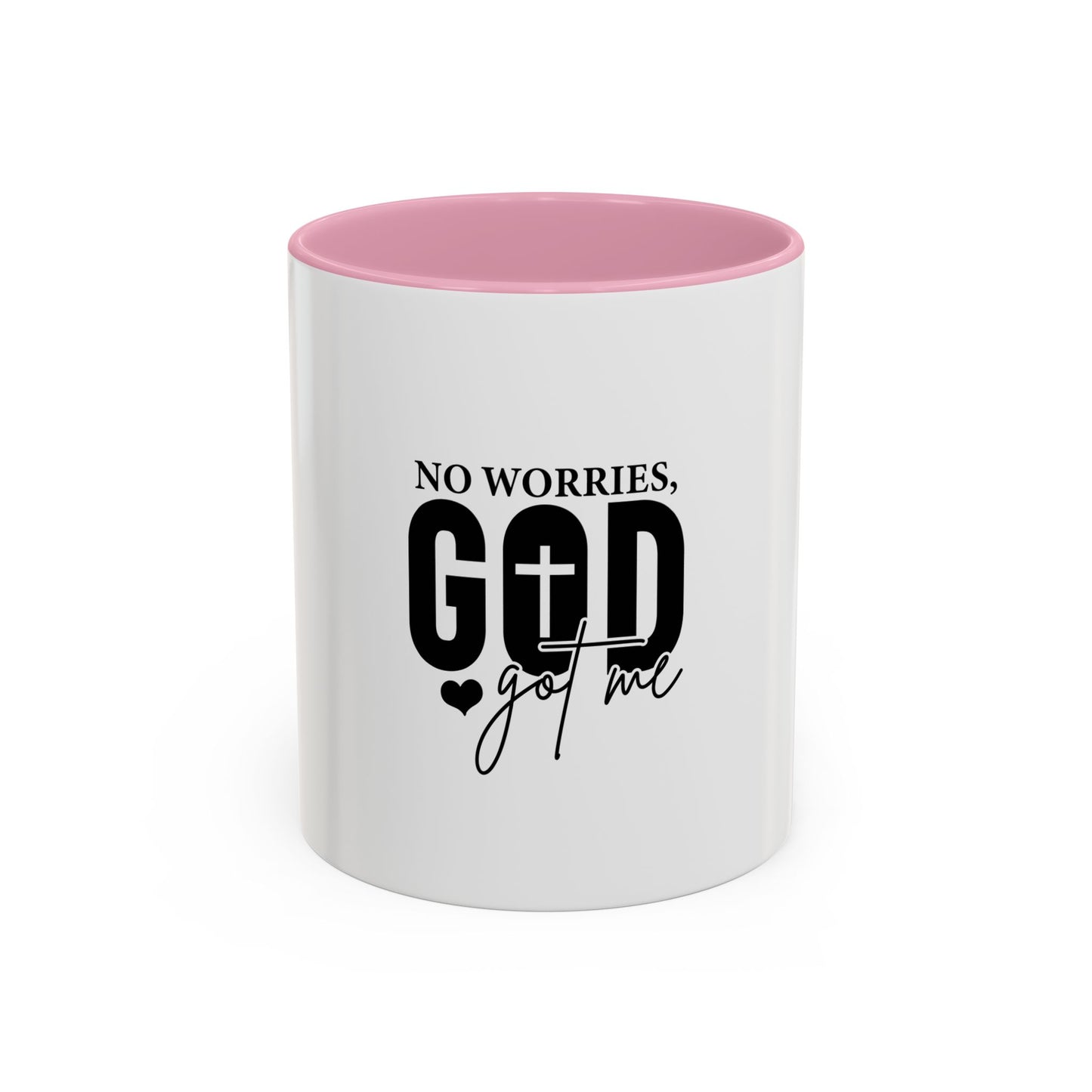 Inspirational Coffee Mug with 'No Worries God got me’