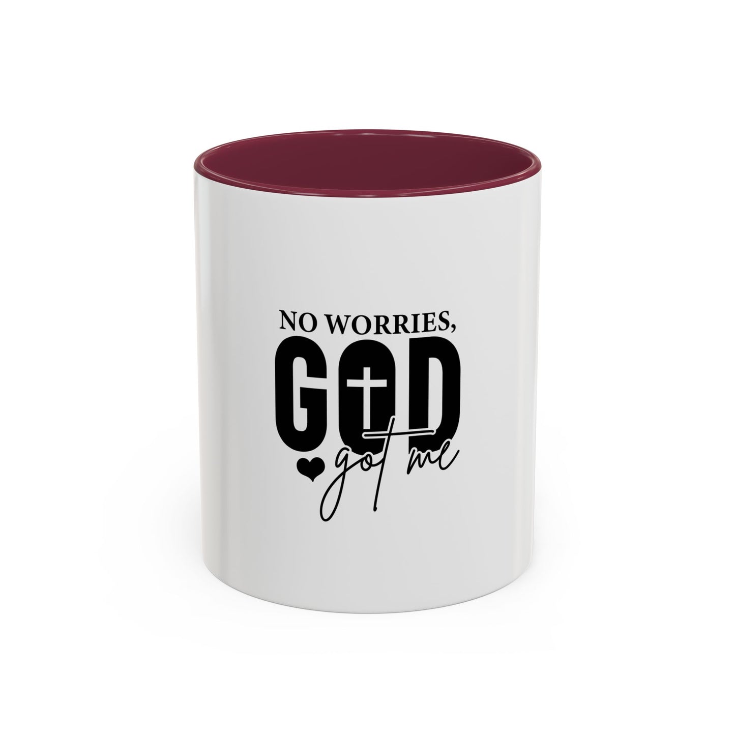 Inspirational Coffee Mug with 'No Worries God got me’