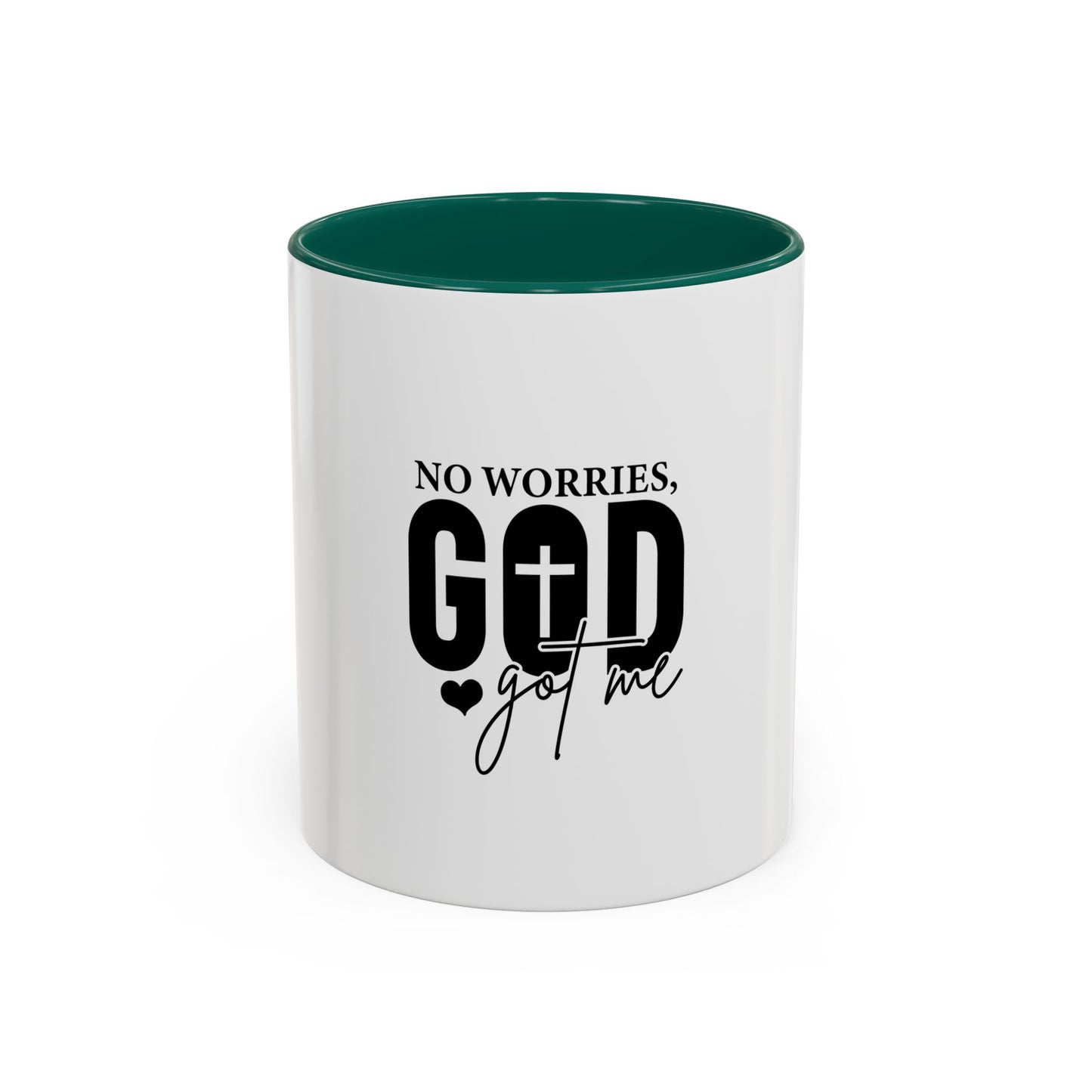 Inspirational Coffee Mug with 'No Worries God got me’