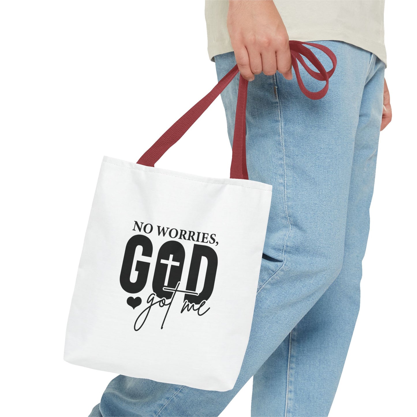 Inspirational Tote Bag - "No Worries, God Got Me"