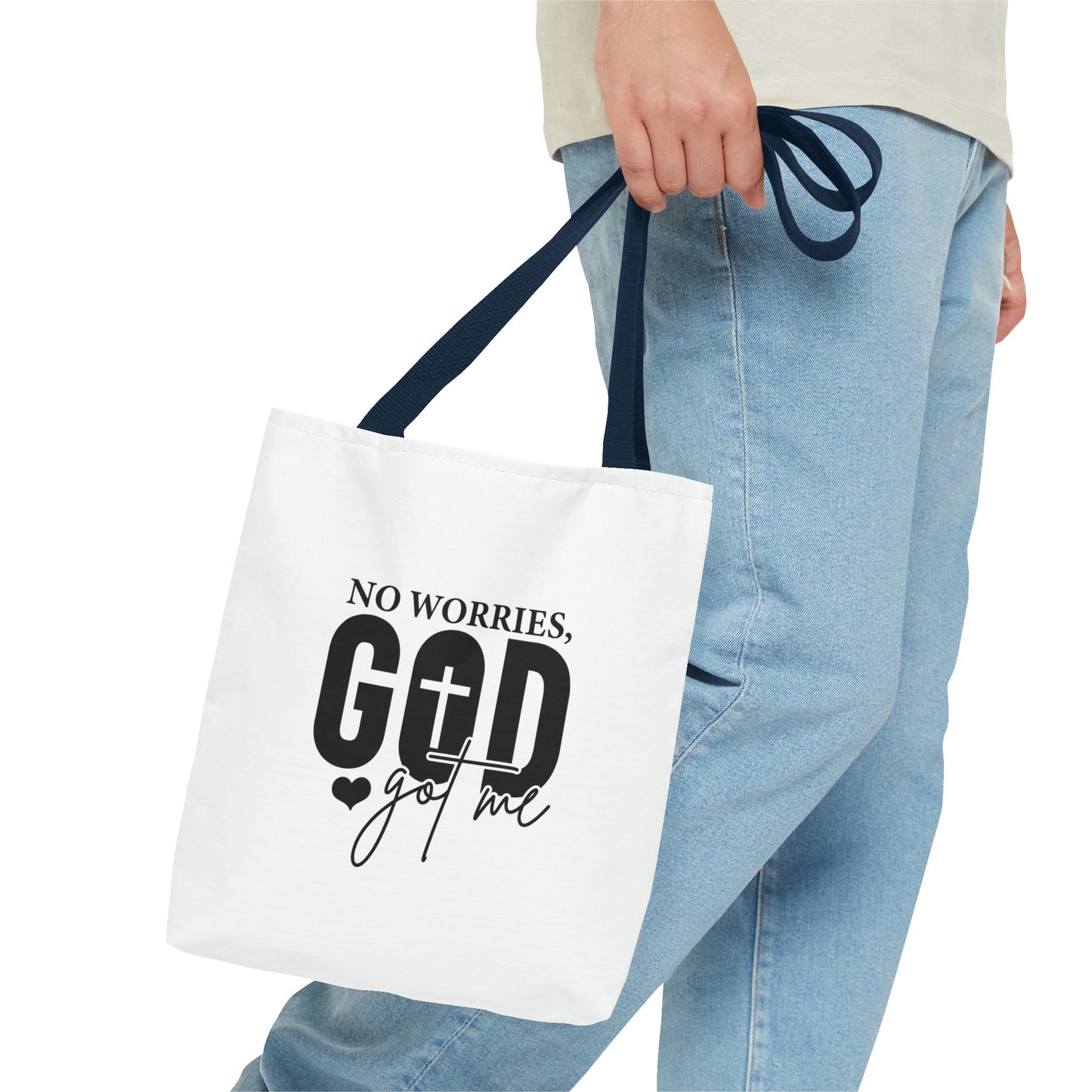 Inspirational Tote Bag - "No Worries, God Got Me"